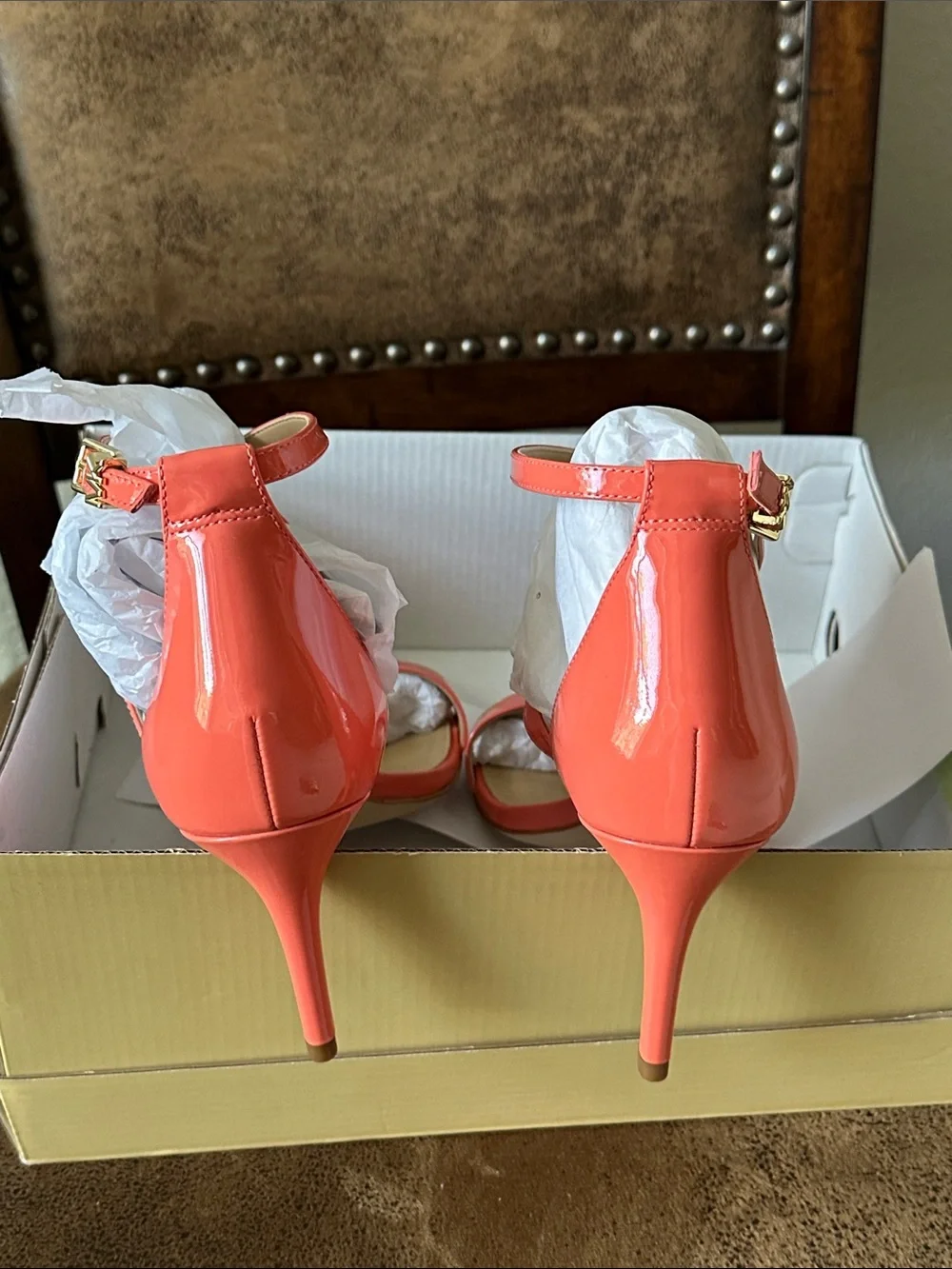 Michael Kors Coral Patent Strappy Heels